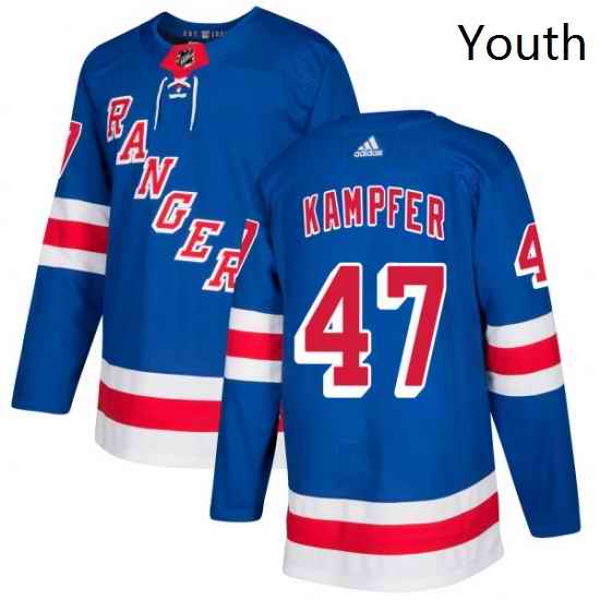 Youth Adidas New York Rangers 47 Steven Kampfer Authentic Royal Blue Home NHL Jersey